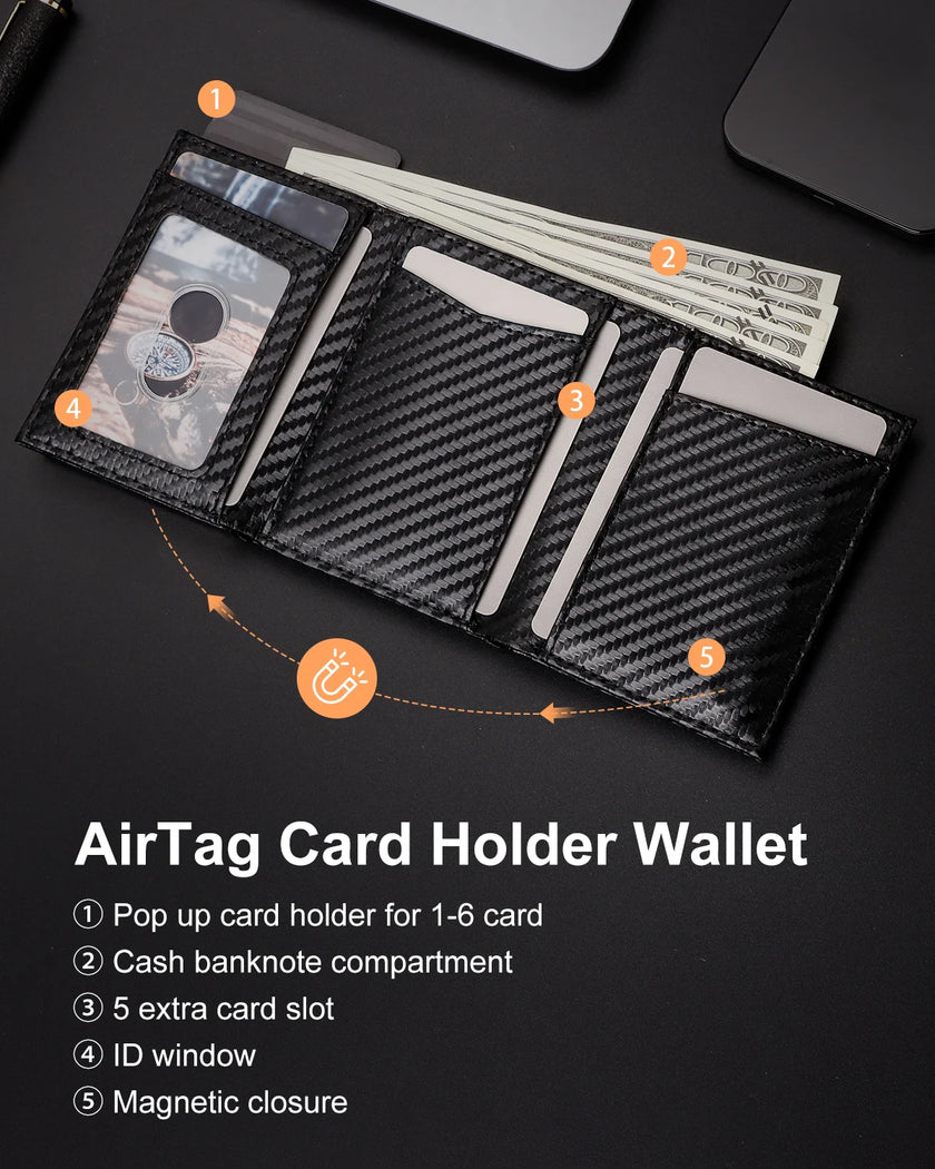 Pop-Up Airtag RFID Wallet