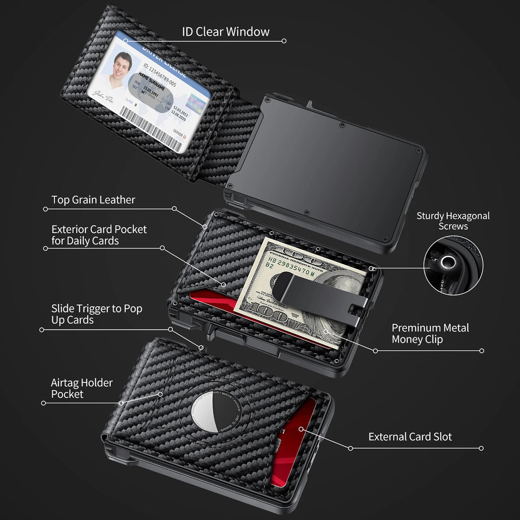 RFID blocking wallet with Airtag holder
