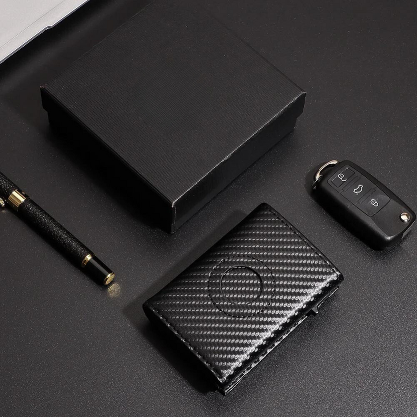 Pop-Up Carbon Fiber Airtag RFID Wallet