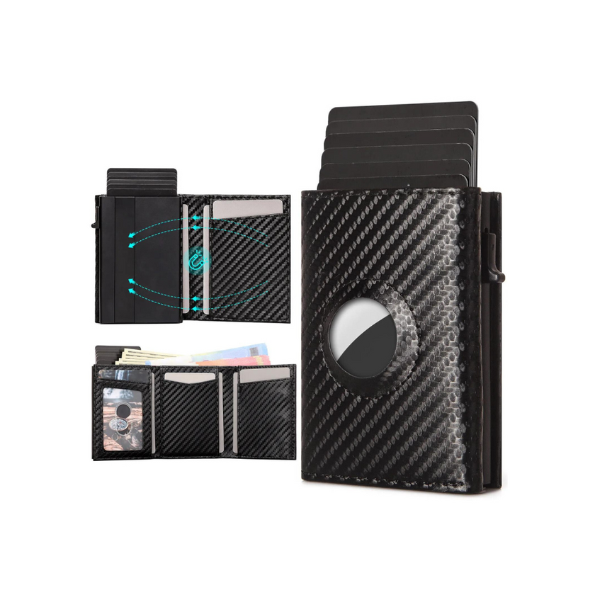 Pop-Up Carbon Fiber Airtag RFID Wallet